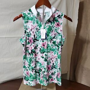 Tommy Bahama Golf NWT Floral Green/Pink UPF moisture Wicking Top Size XS & Small
